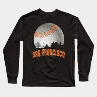 San Francisco Vintage Skyline Baseball For Gameday Long Sleeve T-Shirt